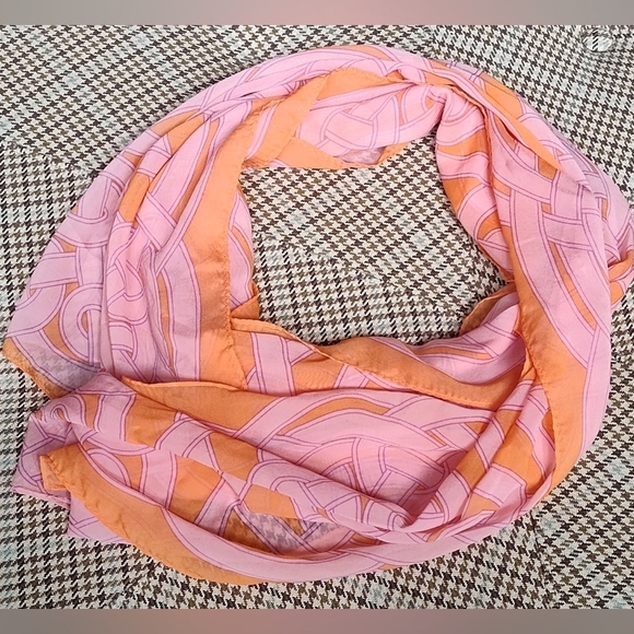 Echo Accessories - Echo Pink and Orange Celtic Knot Geo Scarf | Sheer | Long Rectangle